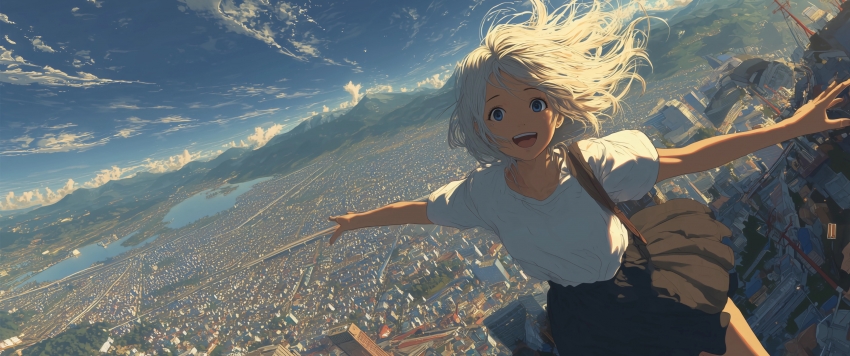 空中飞翔的少女