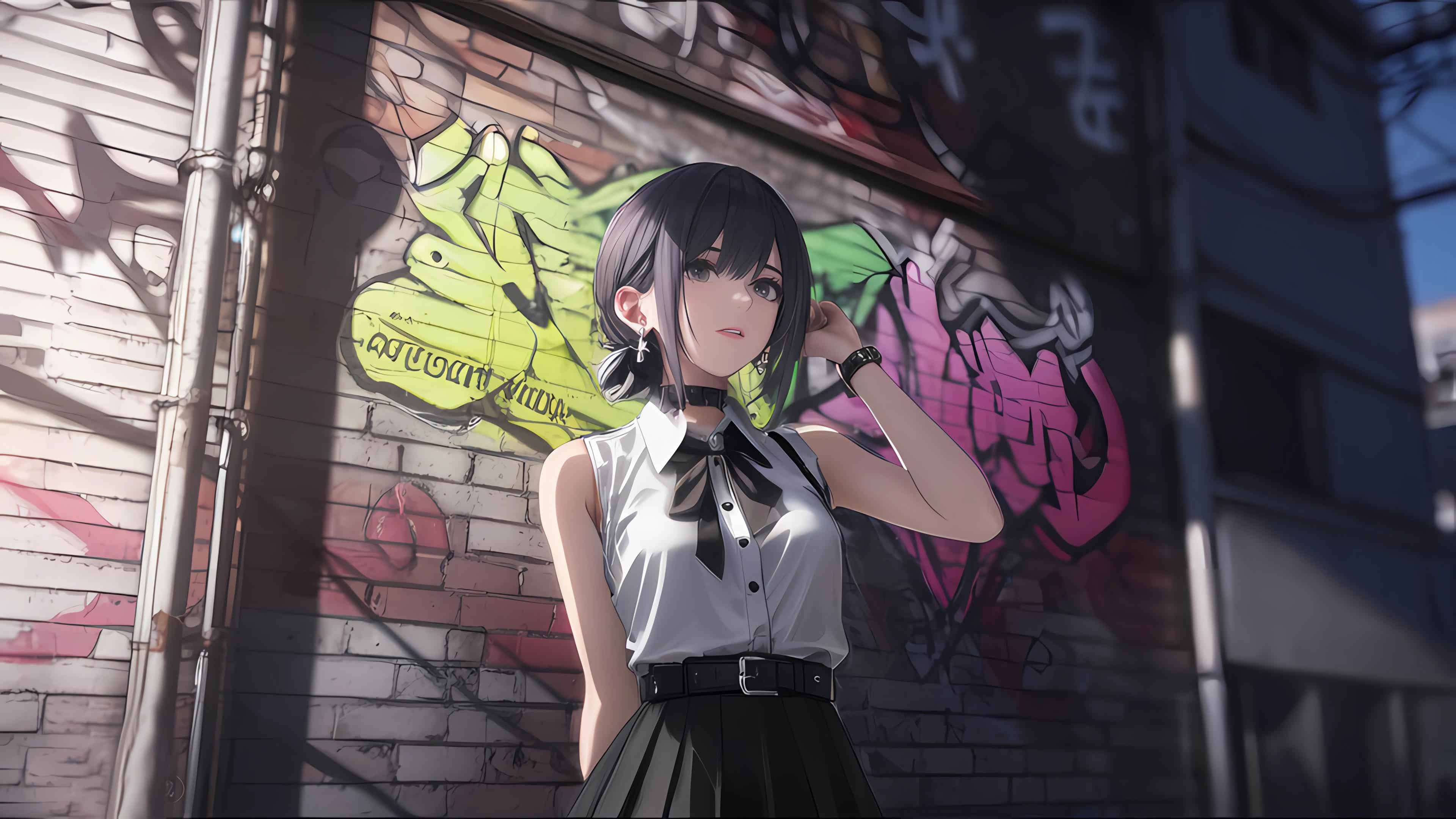 盘发甜酷涂鸦女孩